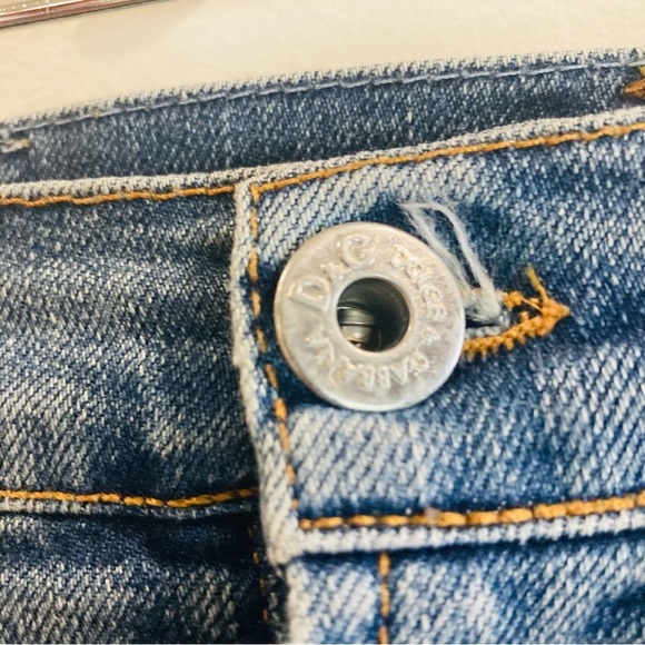 DOLCE & GABBANA Sz 32 Jean Button Side Seam Embellishment Wiskering Flare Jeans - Picture 7 of 16